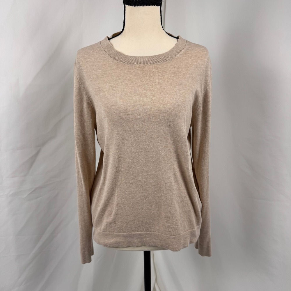 J.Crew Teddie Sweater Women Large Tan 100% Cotton Crew Neck CF165